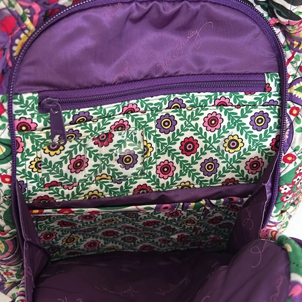 Vera Bradley laptop backpack green purple and white